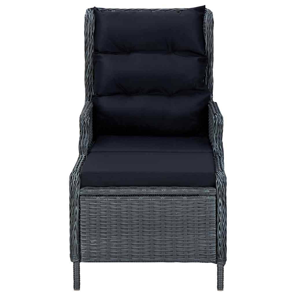 Fauteuil de Jardin Inclinable Résine Tressée avec Repose-pieds et Coussins pour Balcon Gris Foncé – ComfortXL Outdoor Living - Image 3