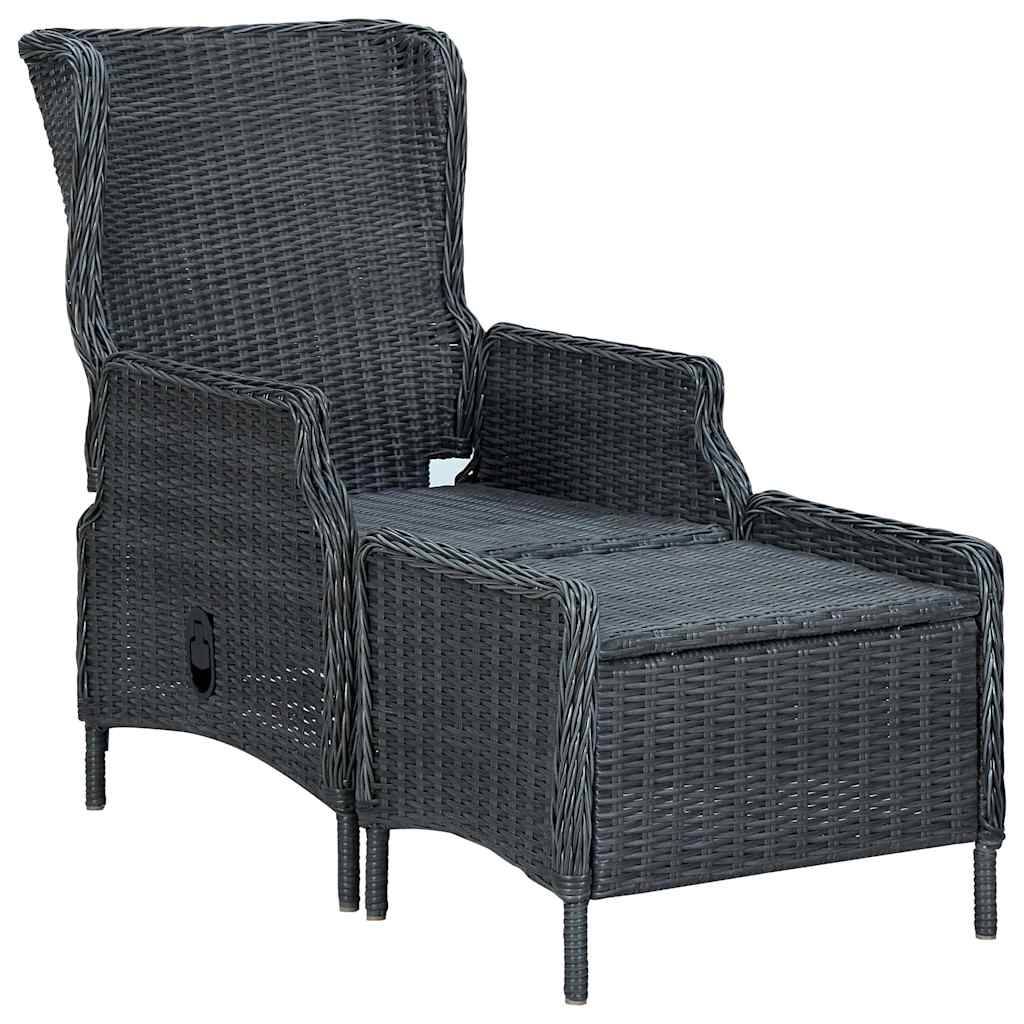 Fauteuil de Jardin Inclinable Résine Tressée avec Repose-pieds et Coussins pour Balcon Gris Foncé – ComfortXL Outdoor Living - Image 2