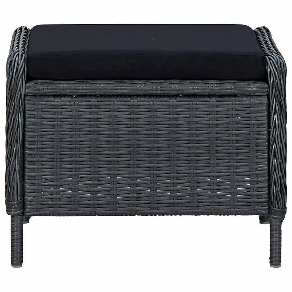 Fauteuil de Jardin Inclinable Résine Tressée avec Repose-pieds et Coussins pour Balcon Gris Foncé – ComfortXL Outdoor Living - Image 7