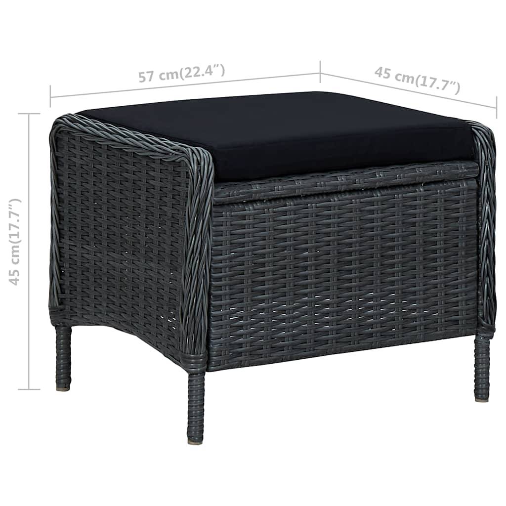 Fauteuil de Jardin Inclinable Résine Tressée avec Repose-pieds et Coussins pour Balcon Gris Foncé – ComfortXL Outdoor Living - Image 5