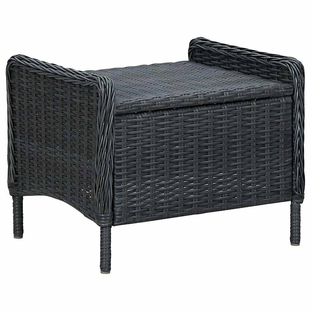 Fauteuil de Jardin Inclinable Résine Tressée avec Repose-pieds et Coussins pour Balcon Gris Foncé – ComfortXL Outdoor Living - Image 6
