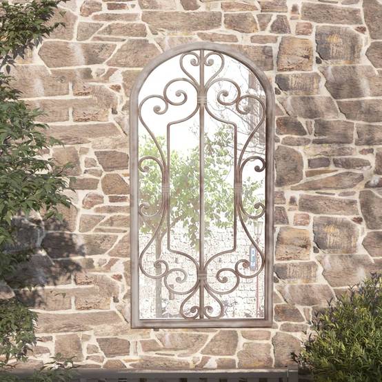 Miroir de jardin Sable 70x30 cm Fer pour utilisation extérieure Maison Chic - Image 2