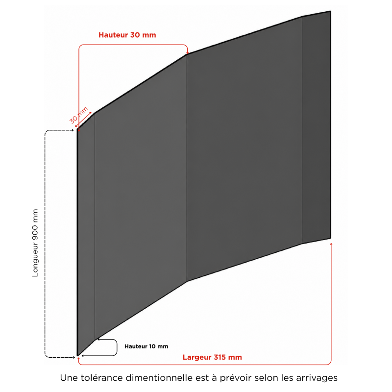 Faîtière 920 mm pour panneau tuile facile en acier galvanisé aspect granulé minéral - Coloris - Gris anthracite mat, Longueur - 920 mm - Image 2