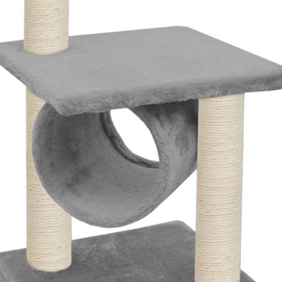 Helloshop26 - Arbre à chat griffoir grattoir niche jouet animaux peluché en sisal 65 cm gris - Image 3