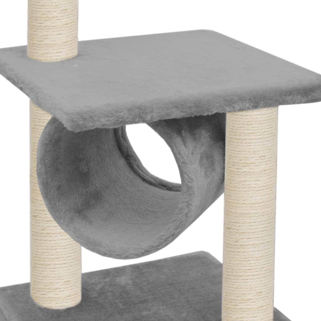 Helloshop26 - Arbre à chat griffoir grattoir niche jouet animaux peluché en sisal 65 cm gris - Imagen 3