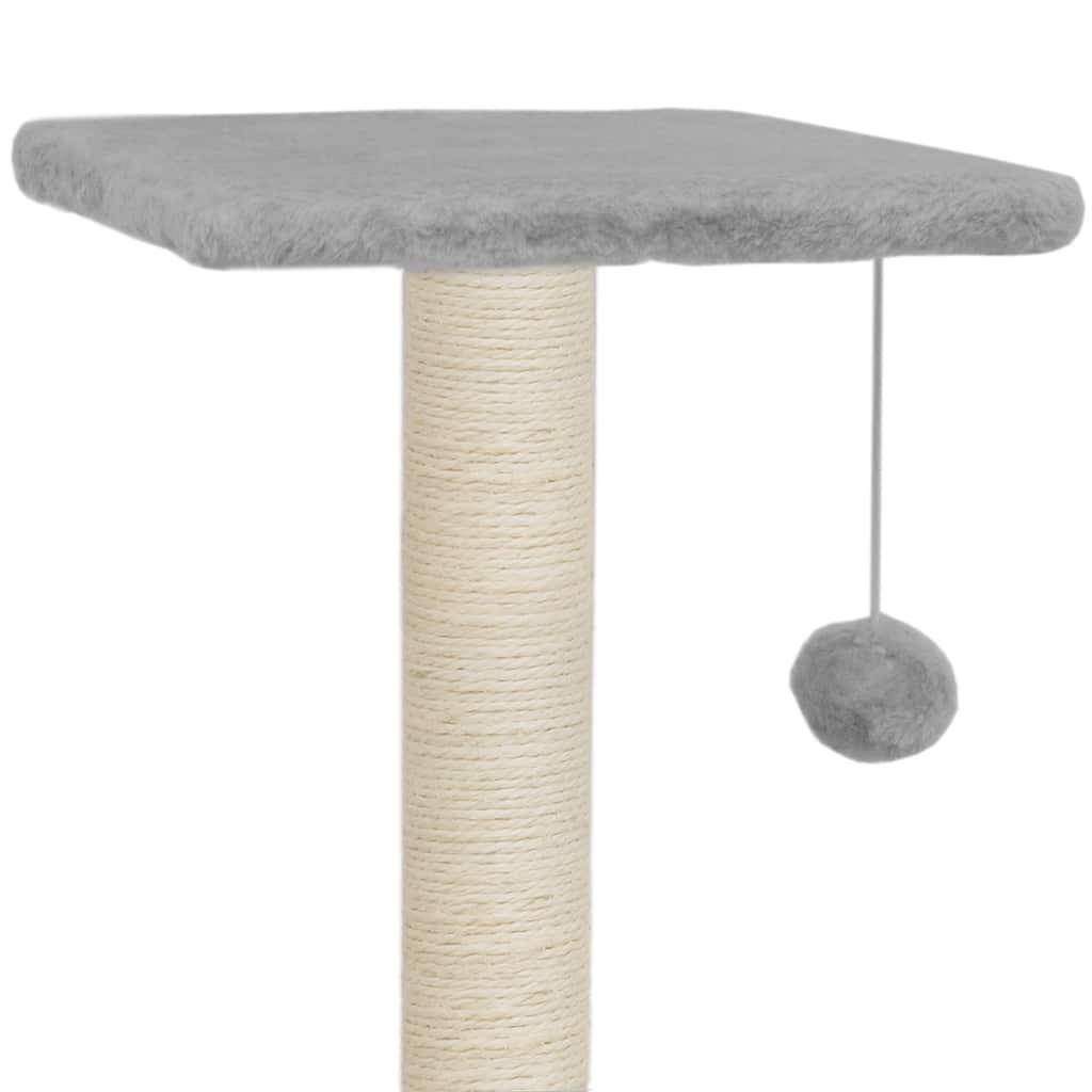 Helloshop26 - Arbre à chat griffoir grattoir niche jouet animaux peluché en sisal 65 cm gris - Imagen 4