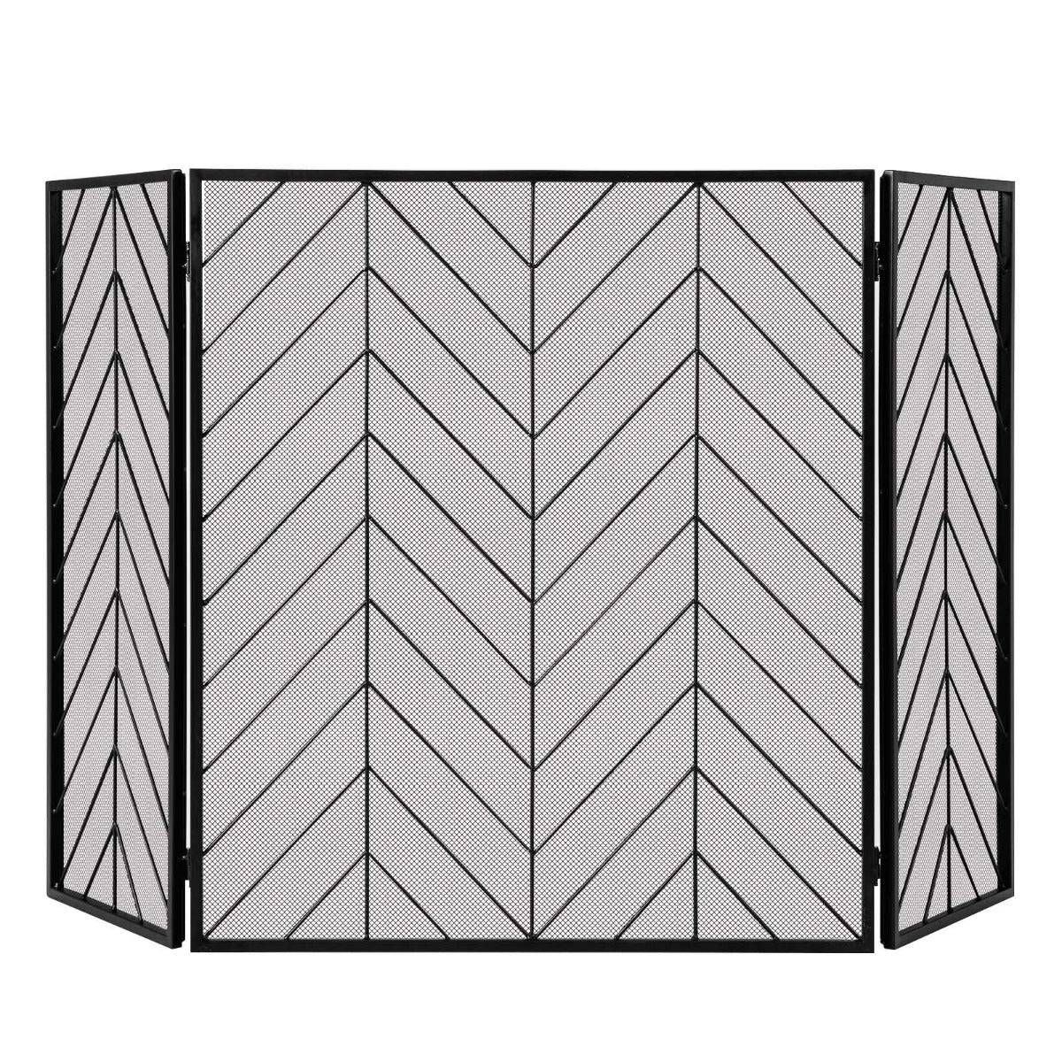 Helloshop26 - Pare-feu pliable 133 x 78 cm pour cheminée / poêle - 3 volets grille de protection enfant et animaux noir - Imagen 1