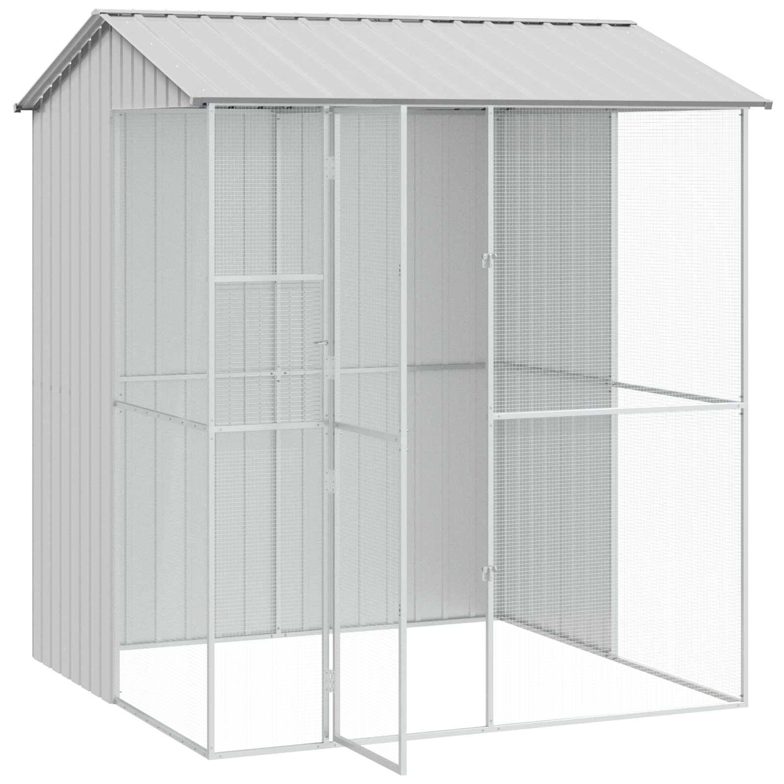 Volière Jardin Carrée Acier Galvanisé 215x210cm Gris - ComfortXL Outdoor Living - Image 3