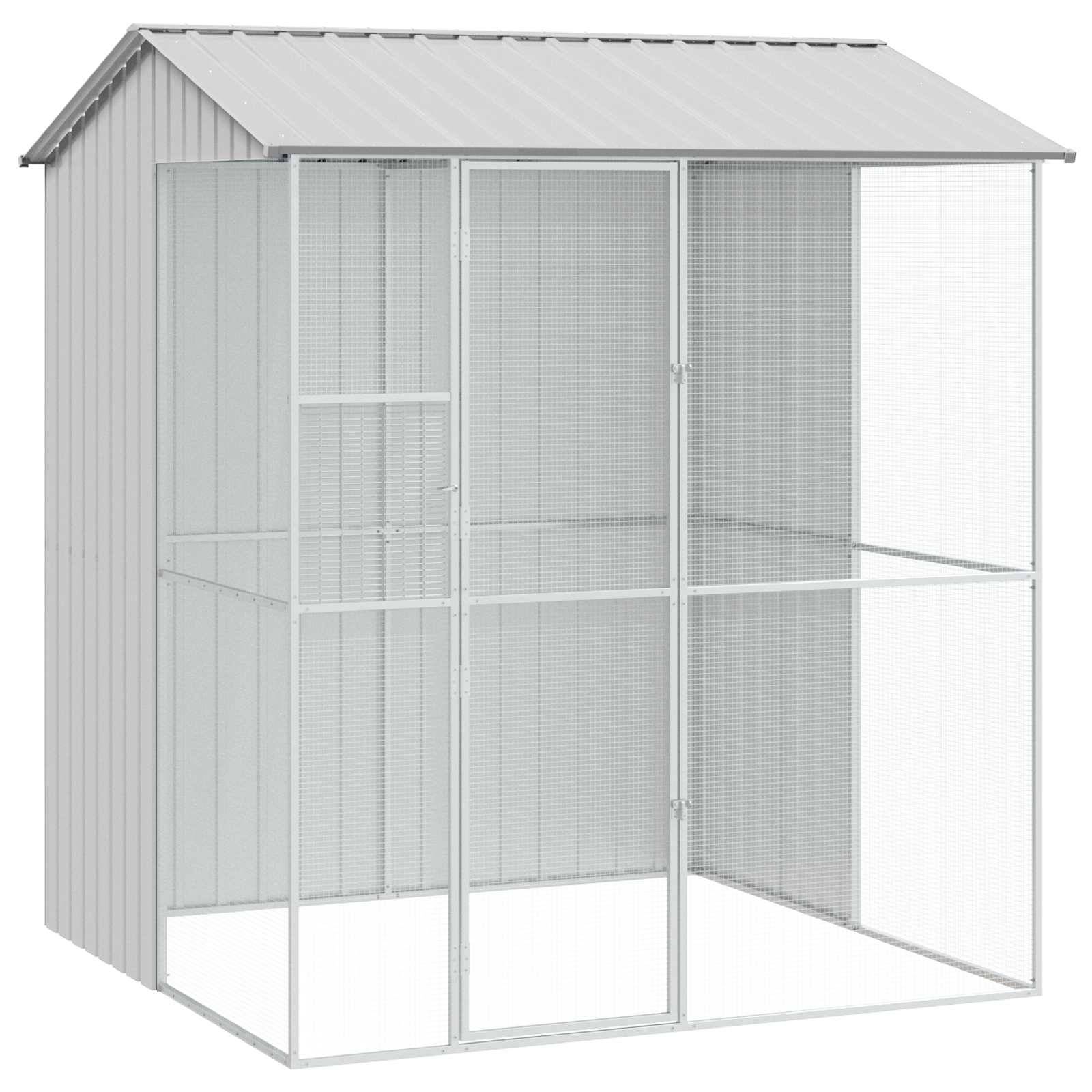 Volière Jardin Carrée Acier Galvanisé 215x210cm Gris - ComfortXL Outdoor Living - Image 2
