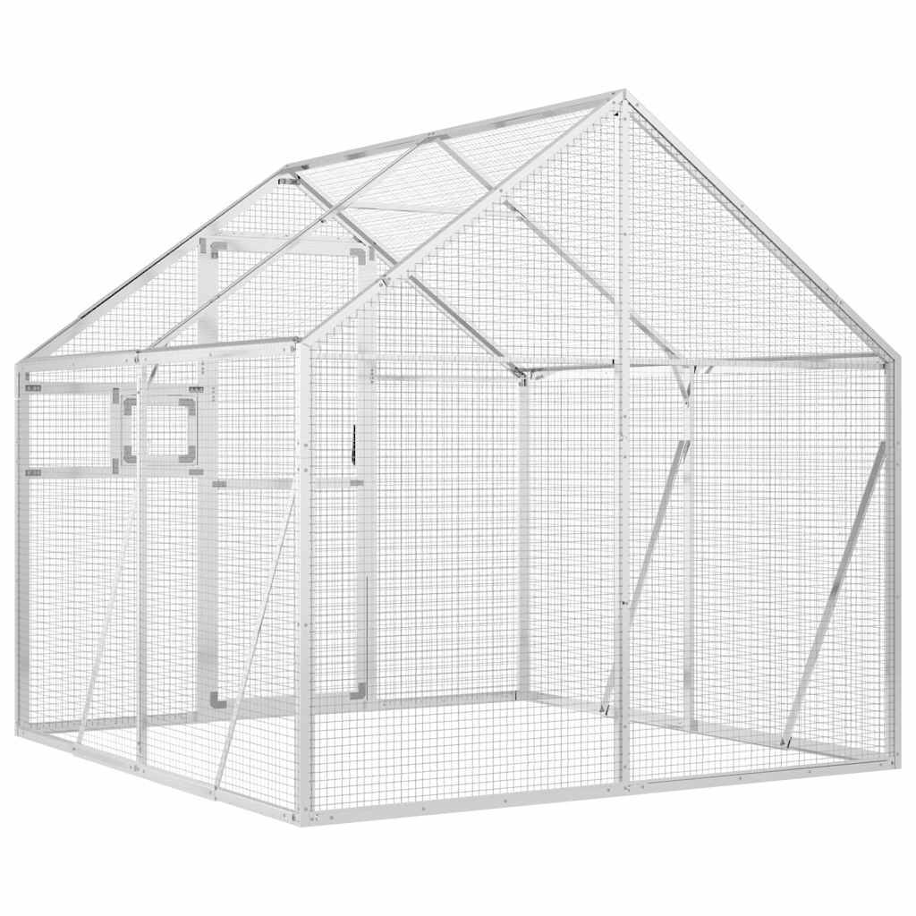 Volière Alu Modulable Légère Habitat Jardin Argent 179x200x185cm - ComfortXL Outdoor Living - Image 5