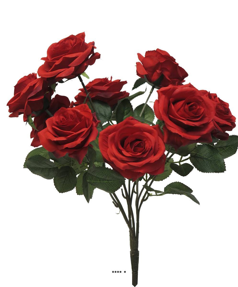 Artificielles - Bouquet de rose Paris artificielle, 10 têtes, H 42 cm Rouge - BEST - couleur: Rouge - Imagen 2