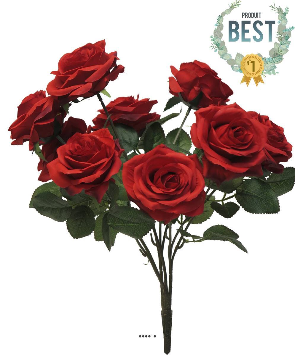 Artificielles - Bouquet de rose Paris artificielle, 10 têtes, H 42 cm Rouge - BEST - couleur: Rouge - Imagen 1