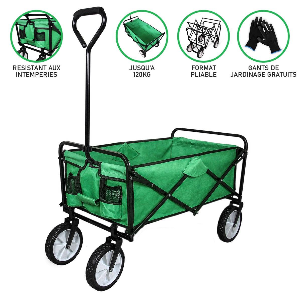 Monstershop - Chariot Pliable de Jardin – Vert - Imagen 2