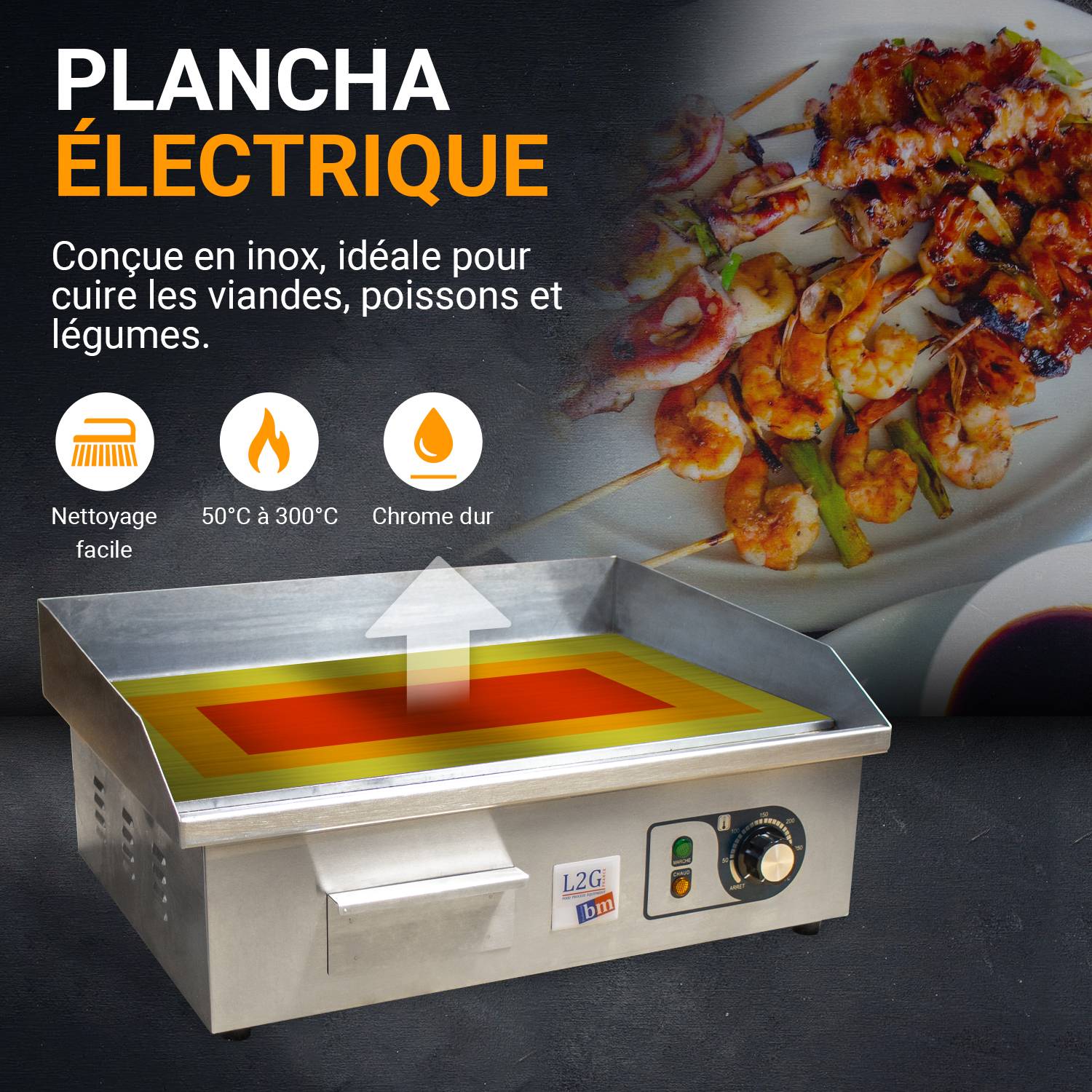 Plancha à Snacker Electrique 540mm Dessus Chrome - L2G - Image 6