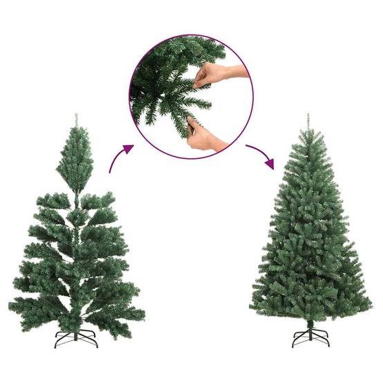 Demi Sapin de Noël | Arbre de Noël artificiel mince avec support Vert 120 cm Maison Chic - Image 1