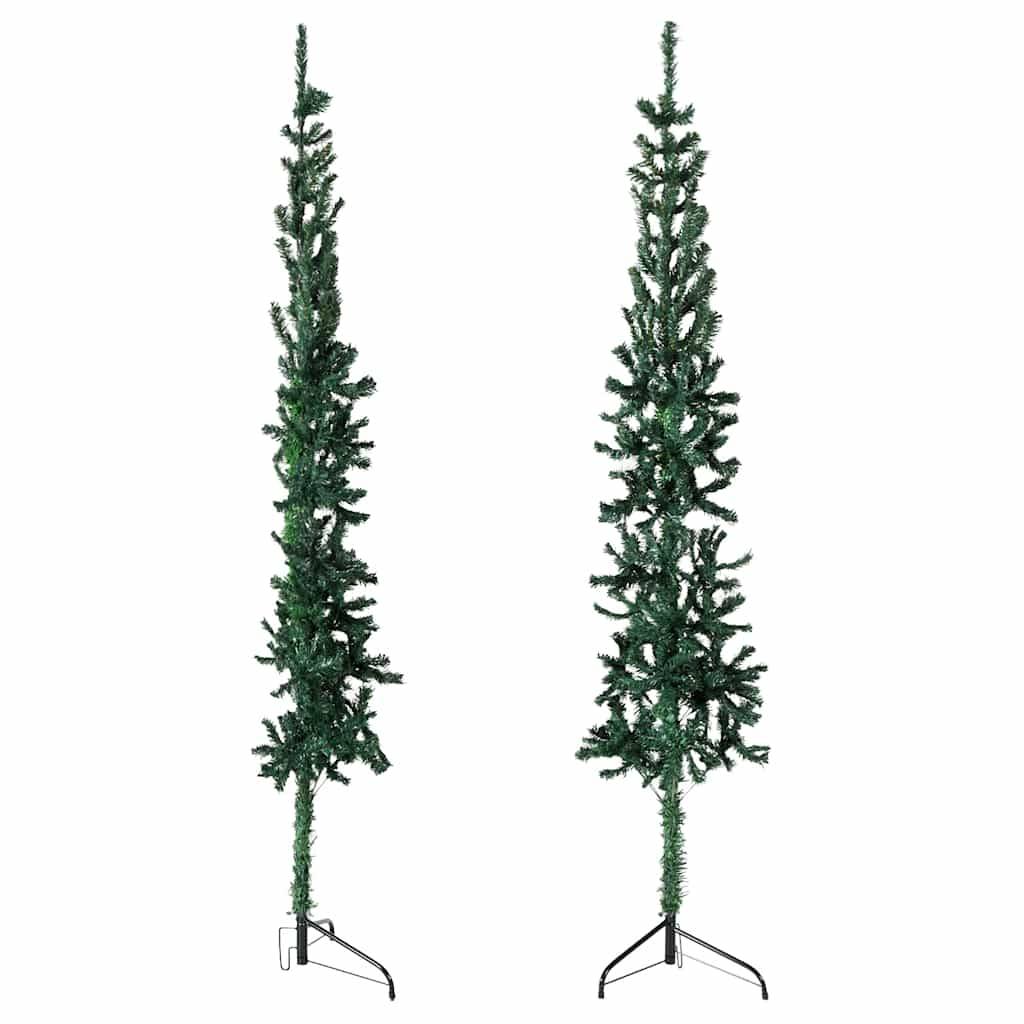 Demi Sapin de Noël | Arbre de Noël artificiel mince avec support Vert 120 cm Maison Chic - Image 4