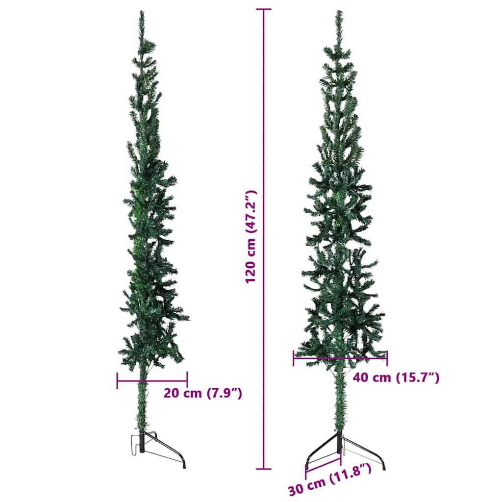 Demi Sapin de Noël | Arbre de Noël artificiel mince avec support Vert 120 cm Maison Chic - Image 8