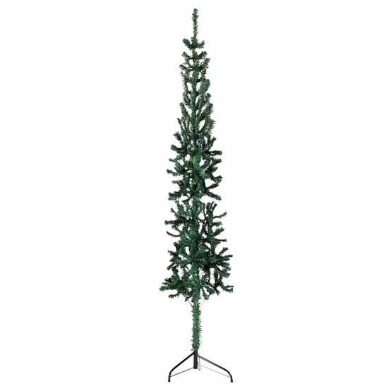 Demi Sapin de Noël | Arbre de Noël artificiel mince avec support Vert 120 cm Maison Chic - Image 2