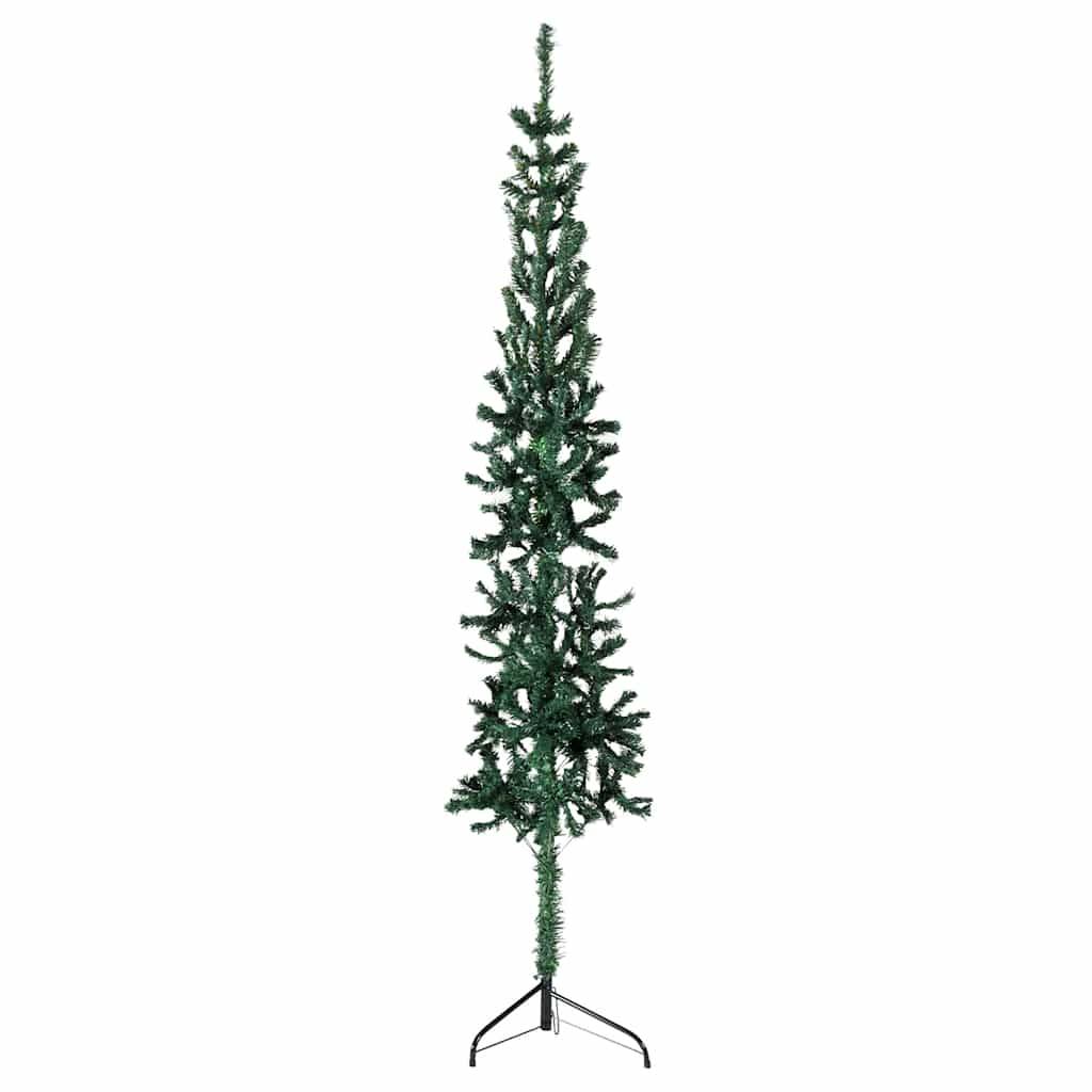 Demi Sapin de Noël | Arbre de Noël artificiel mince avec support Vert 120 cm Maison Chic - Image 2