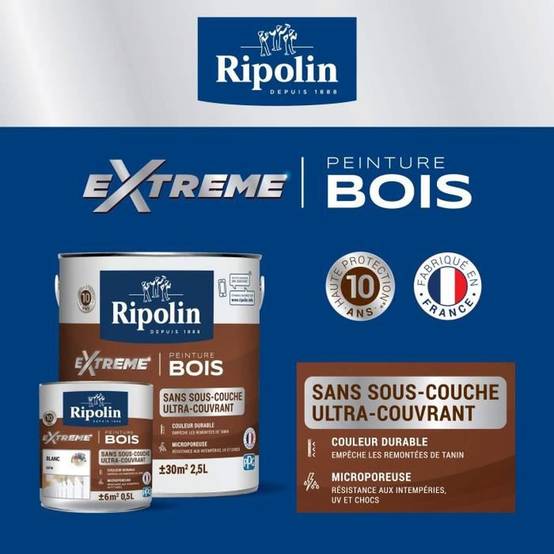 Ripolin - Peinture bois microporeuse satin Grainau Grey, intérieur/extérieur, 0,5 L - RIPOLIN - Image 5