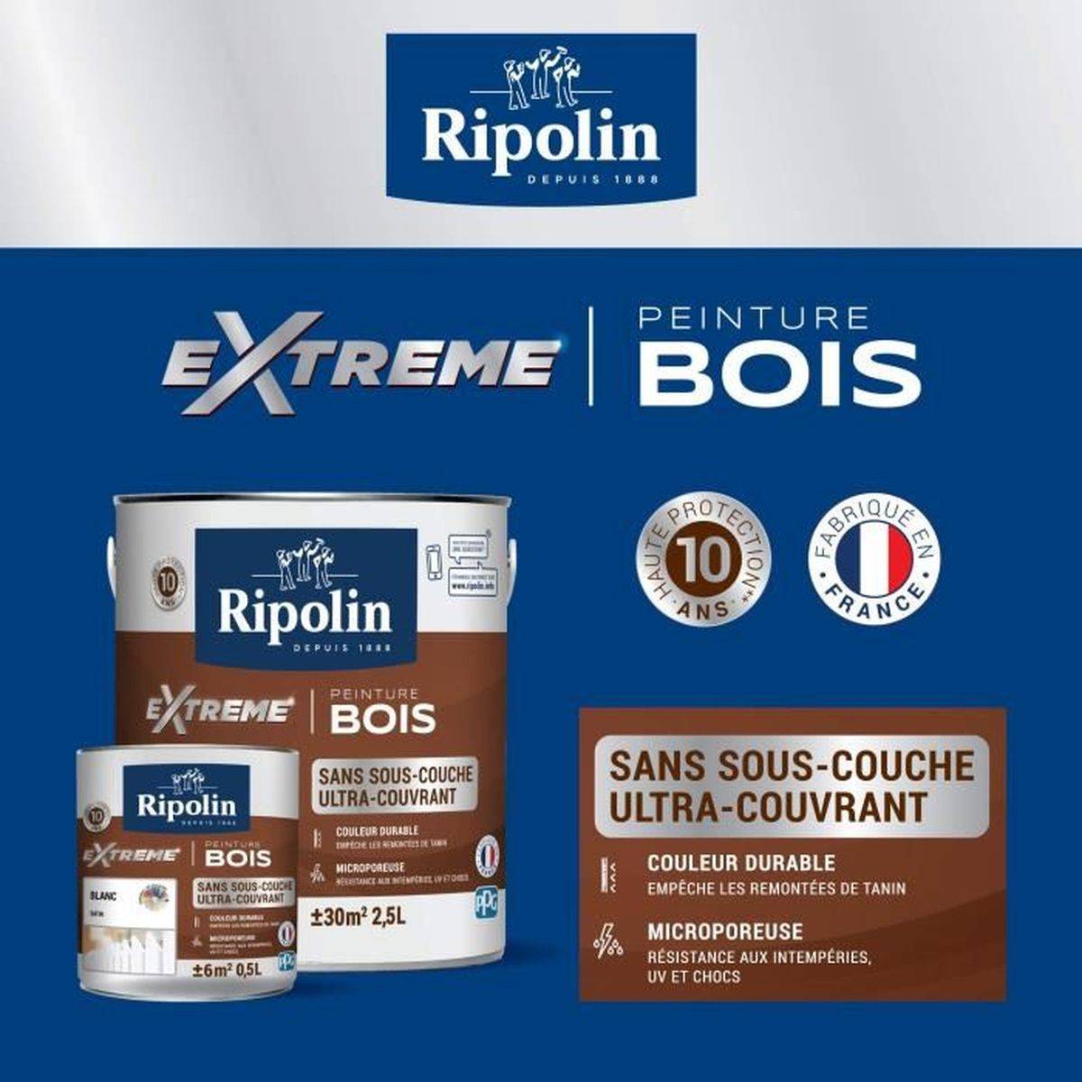 Ripolin - Peinture bois microporeuse satin Grainau Grey, intérieur/extérieur, 0,5 L - RIPOLIN - Image 5