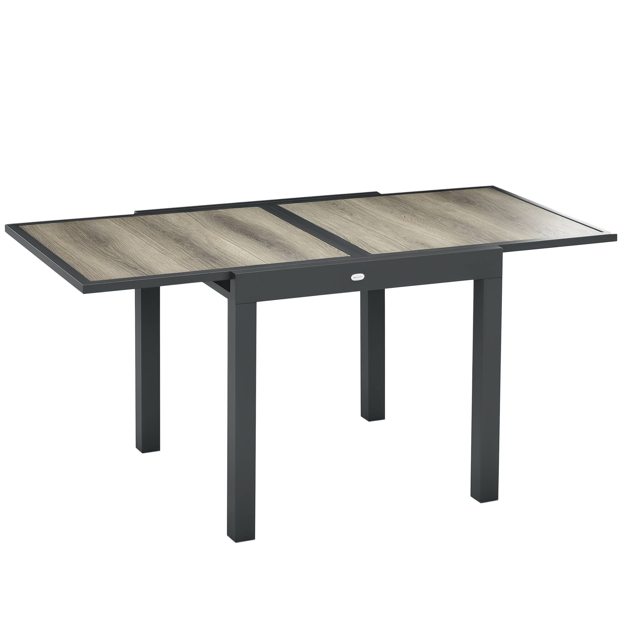 ComfortXL - Table de jardin extensible aluminium effet bois 80-160 x 80 cm terrasse 6 personnes - ComfortXL Outdoor Living
