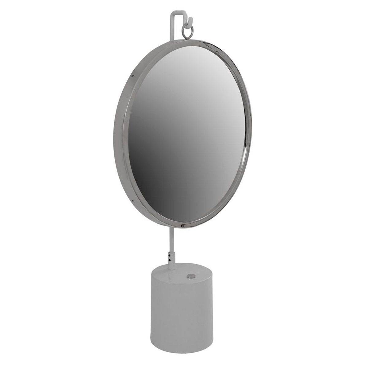 Paris Prix - Miroir à Poser Rond "Eleganca" 75cm Blanc & Argent - Image 1