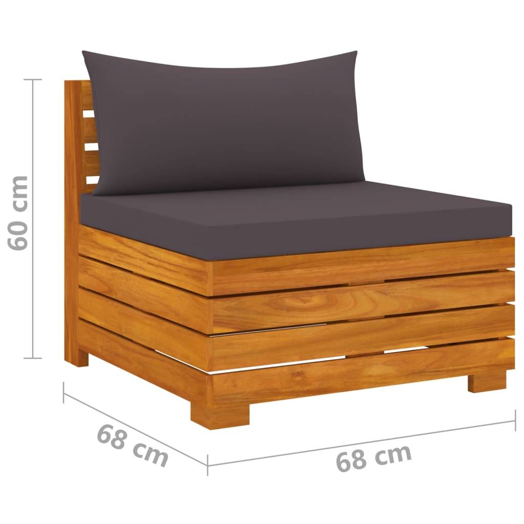 Helloshop26 - Salon de jardin meuble d'extérieur ensemble de mobilier 4 pièces avec coussins bois d'acacia solide - Imagen 6