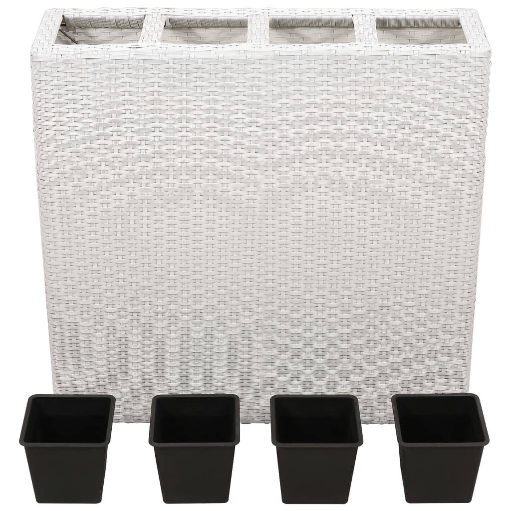 Helloshop26 - Jardinière lit surélevé plantes fleurs jardin avec 4 pots résine tressée blanc - Imagen 2