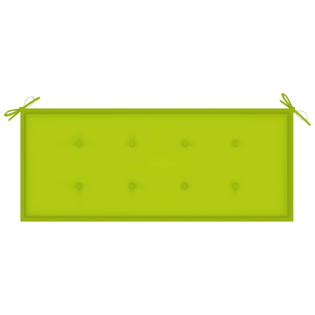 ComfortXL - Banc de Jardin Teck Massif Extérieur Empilable Coussin Vert Vif 128cm - ComfortXL Outdoor Living - Image 5