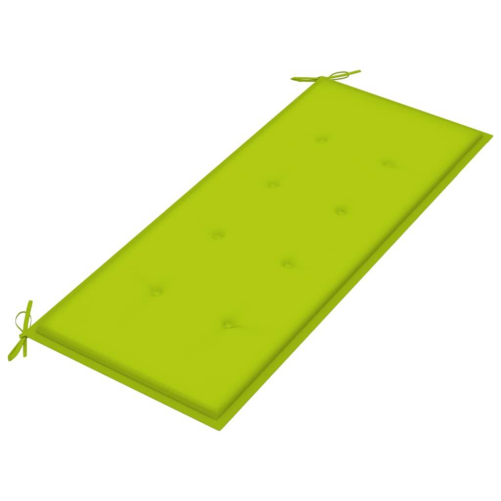 ComfortXL - Banc de Jardin Teck Massif Extérieur Empilable Coussin Vert Vif 128cm - ComfortXL Outdoor Living - Image 6