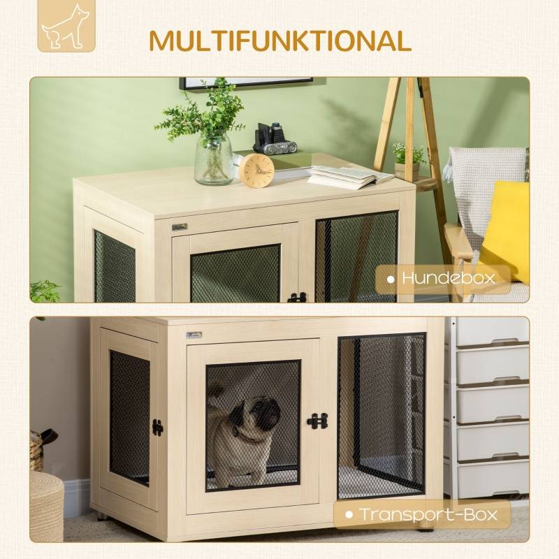 Caisse chien intérieur 2 portes 94 x 60 x 71.5 cm acier particules bois - PANGIVO - Image 5