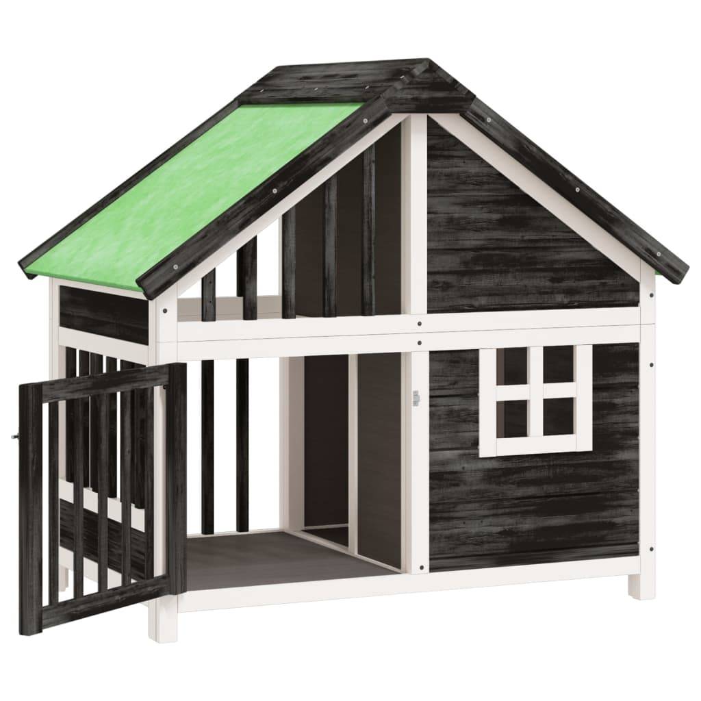 Niche pour chien en bois de pin massif grise avec toit vert étanche – ComfortXL Outdoor Living - Image 3