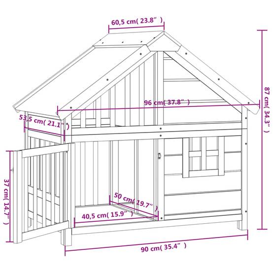 Niche pour chien en bois de pin massif grise avec toit vert étanche – ComfortXL Outdoor Living - Image 8