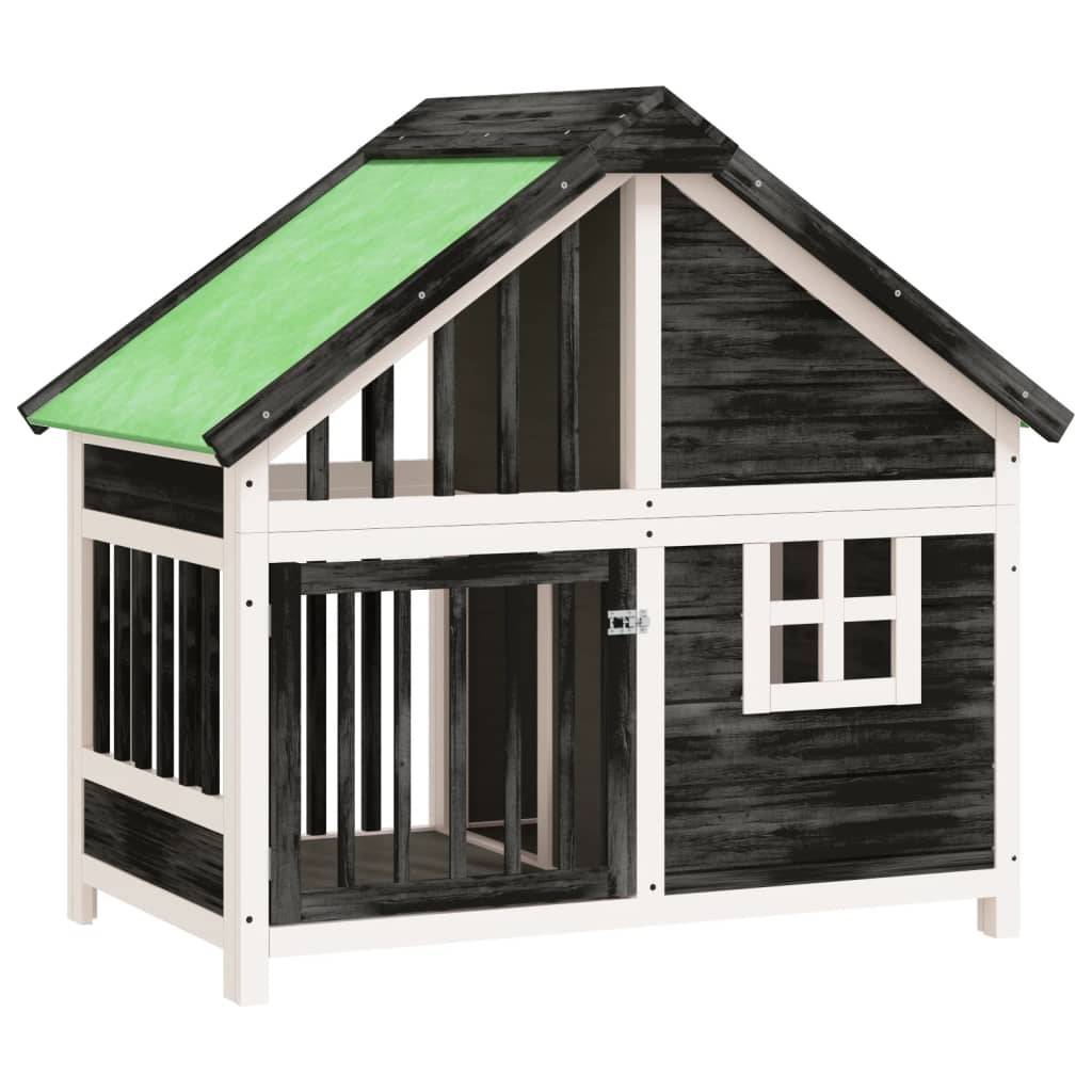 Niche pour chien en bois de pin massif grise avec toit vert étanche – ComfortXL Outdoor Living - Image 2