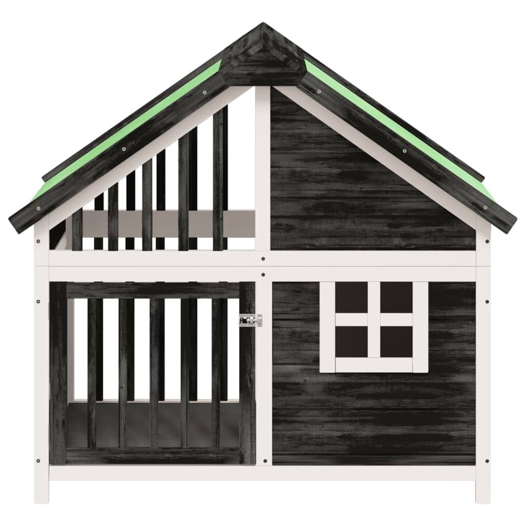 Niche pour chien en bois de pin massif grise avec toit vert étanche – ComfortXL Outdoor Living - Image 4