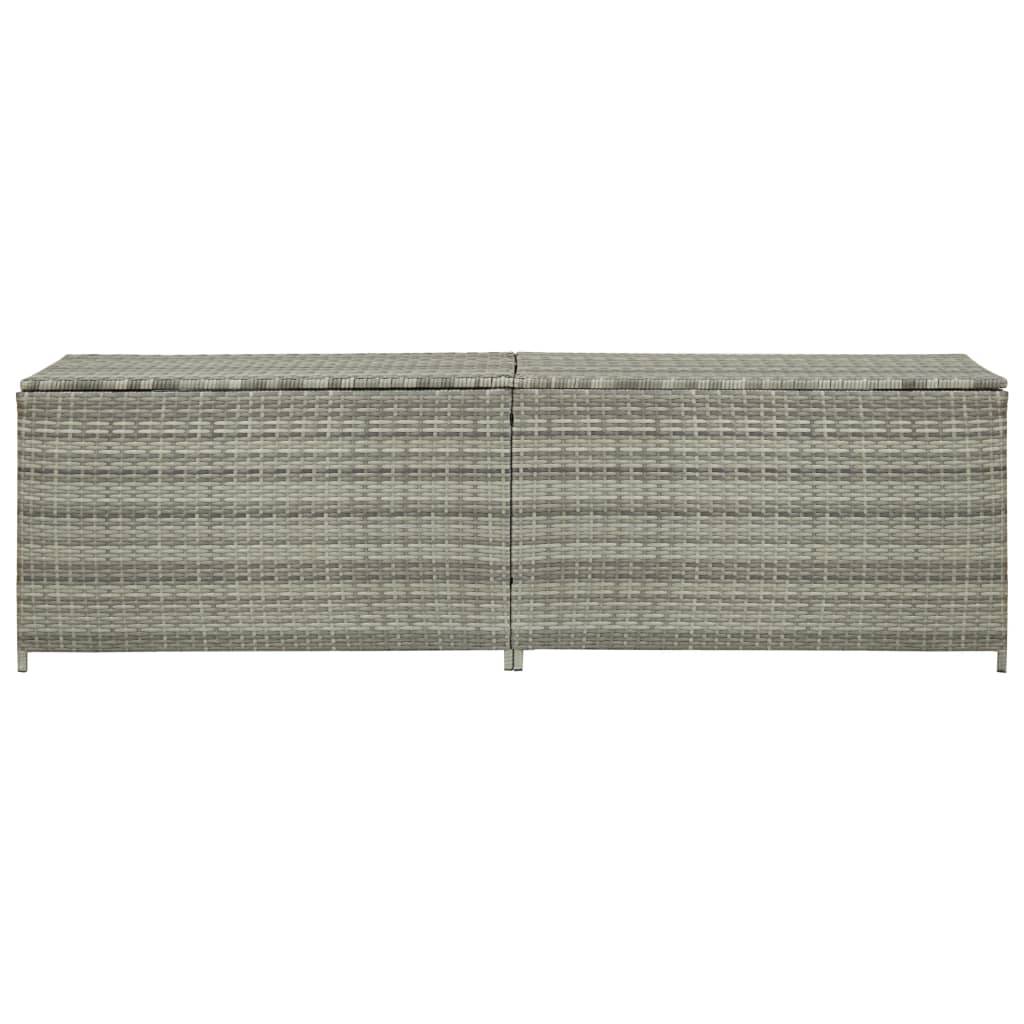 Coffre boîte meuble de jardin rangement résine tressée 200 x 50 x 60 cm gris - Image 2