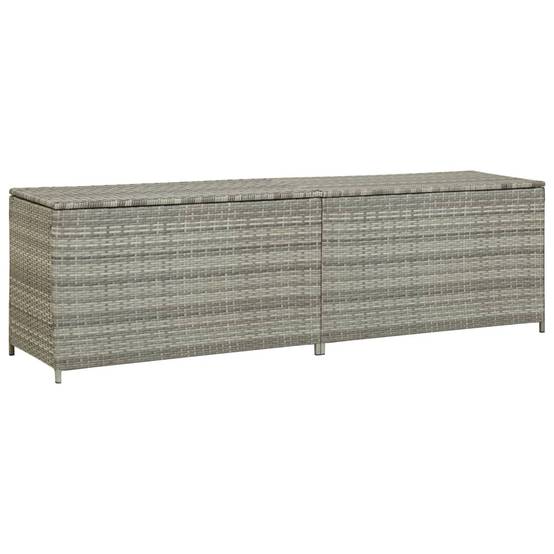 Coffre boîte meuble de jardin rangement résine tressée 200 x 50 x 60 cm gris - Image 1