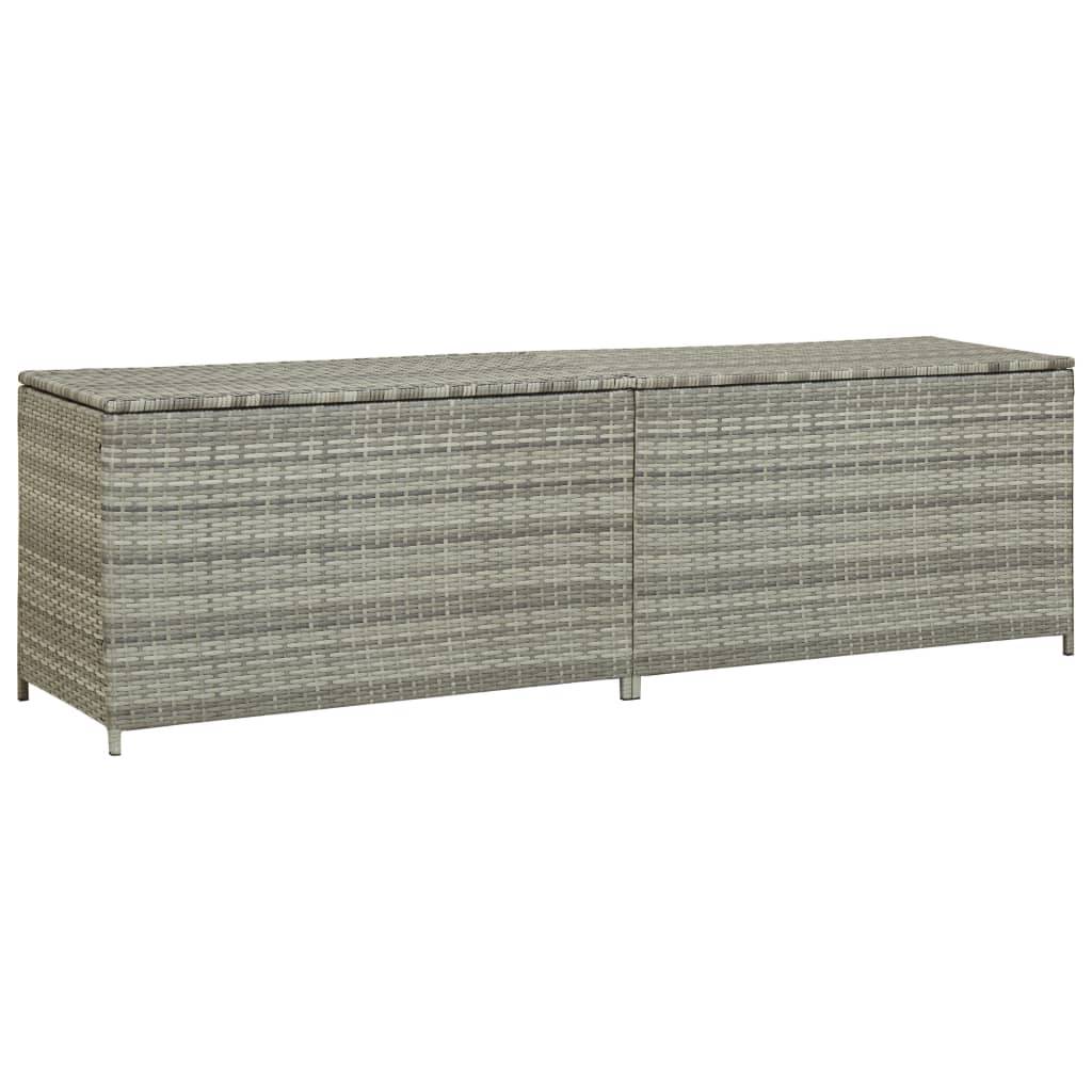 Coffre boîte meuble de jardin rangement résine tressée 200 x 50 x 60 cm gris - Image 1