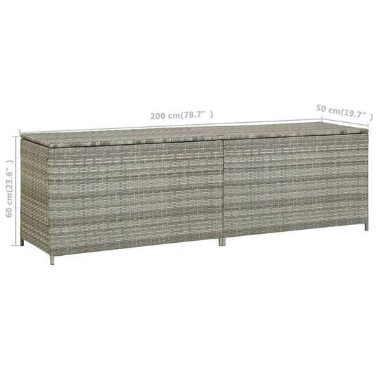 Coffre boîte meuble de jardin rangement résine tressée 200 x 50 x 60 cm gris - Image 7