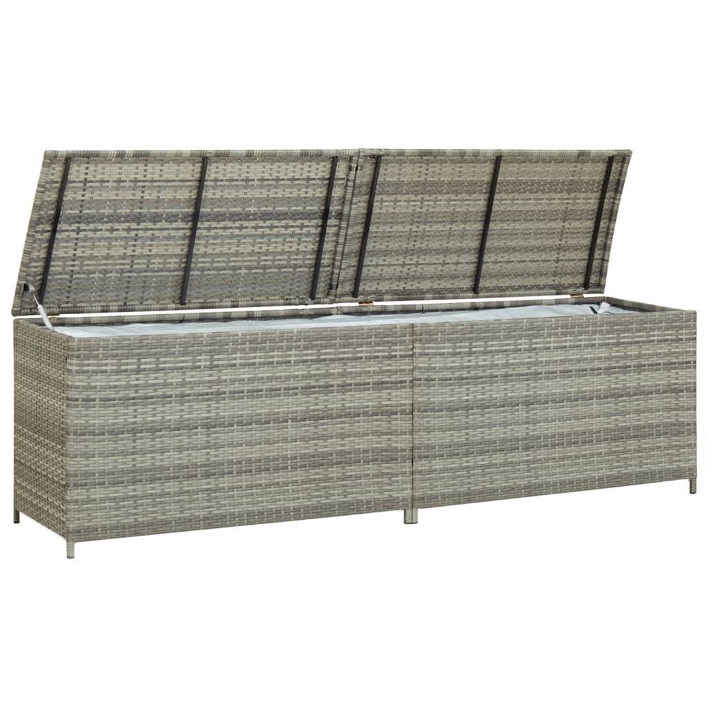 Coffre boîte meuble de jardin rangement résine tressée 200 x 50 x 60 cm gris - Image 3