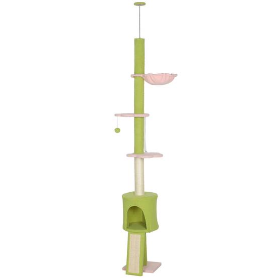 Arbre à chat plafond sisal et polaire vert 30 x 25 x 240 cm - PANGIVO - Image 2
