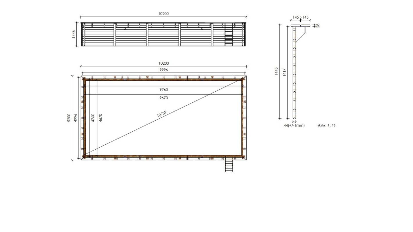 Altanka - Piscine en bois 10,20x5,20 - H.1,44 m - avec filtration et coffre - BAS761OSPI+SZA - Imagen 6