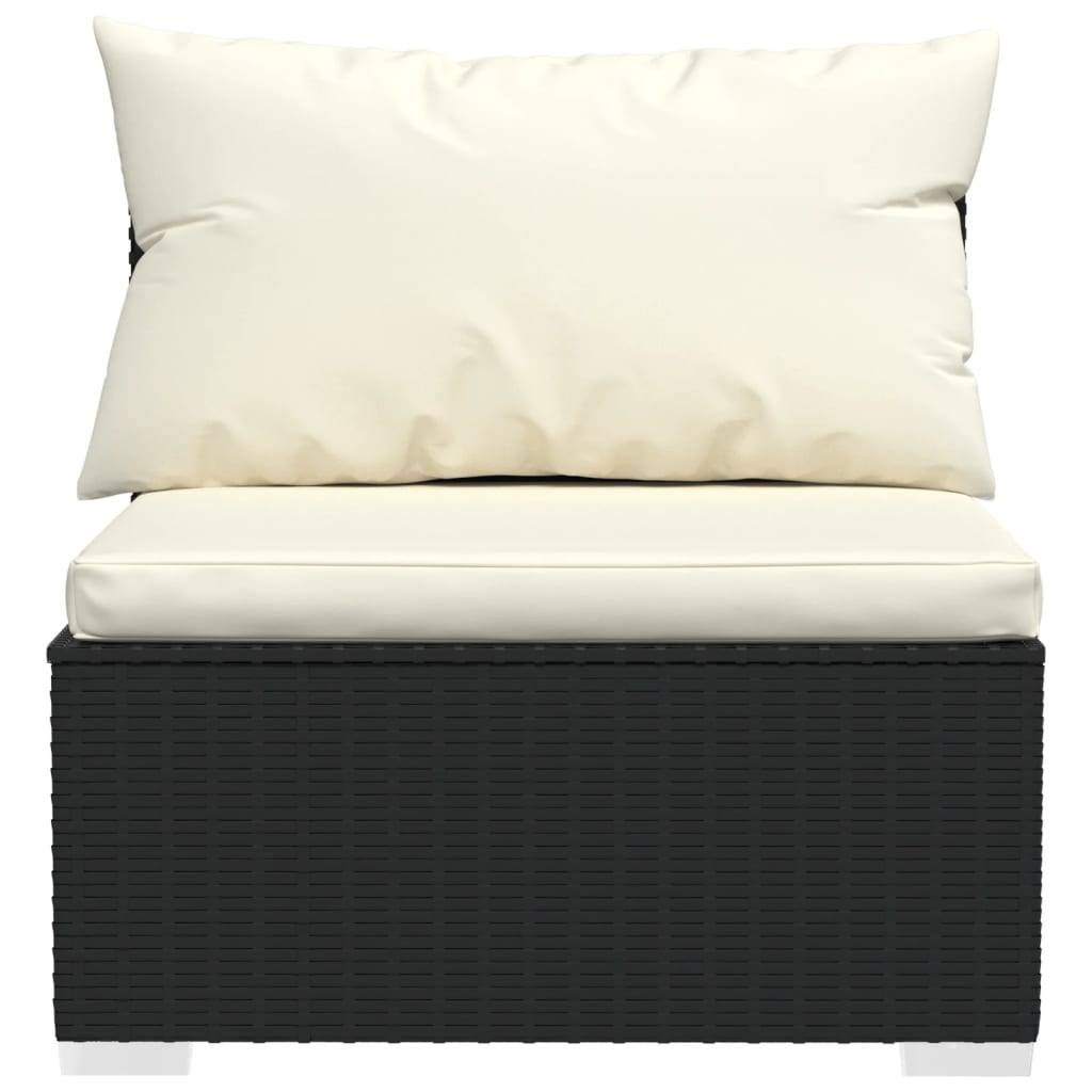 Helloshop26 - Salon de jardin meuble d'extérieur ensemble de mobilier 8 pièces avec coussins résine tressée noir - Imagen 3