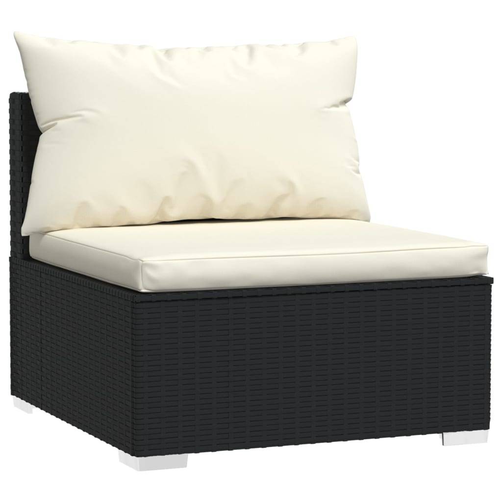 Helloshop26 - Salon de jardin meuble d'extérieur ensemble de mobilier 8 pièces avec coussins résine tressée noir - Imagen 2