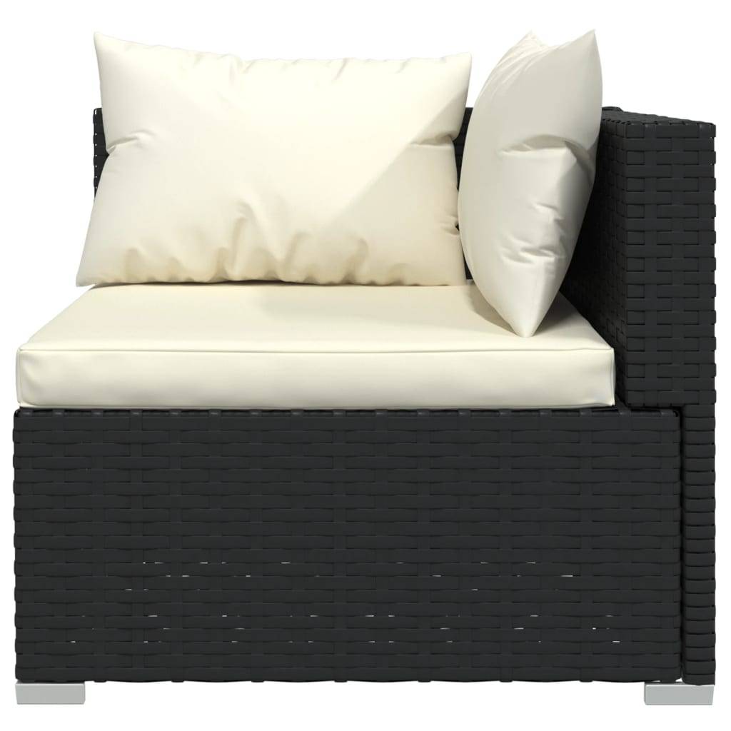 Helloshop26 - Salon de jardin meuble d'extérieur ensemble de mobilier 8 pièces avec coussins résine tressée noir - Imagen 5
