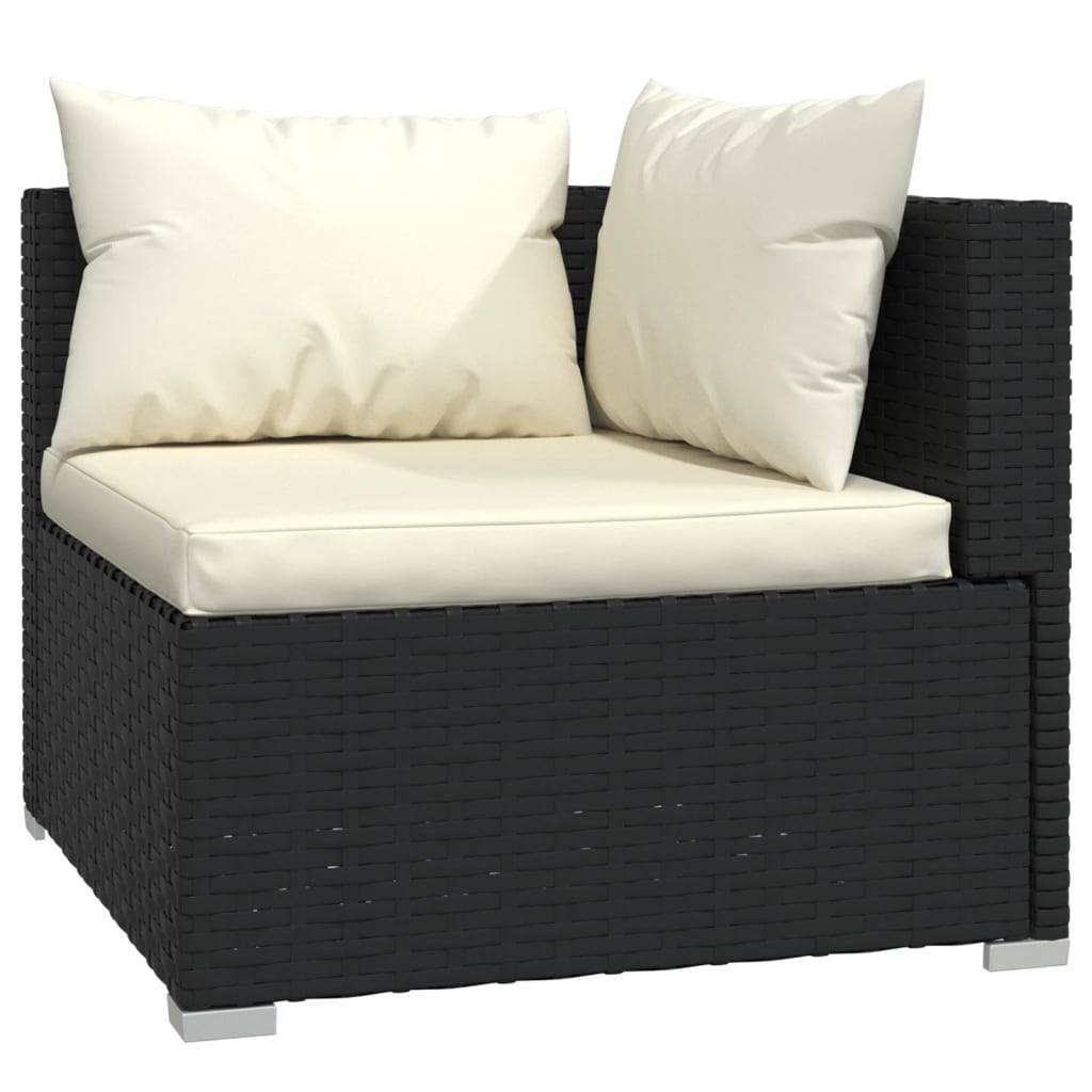 Helloshop26 - Salon de jardin meuble d'extérieur ensemble de mobilier 8 pièces avec coussins résine tressée noir - Imagen 4