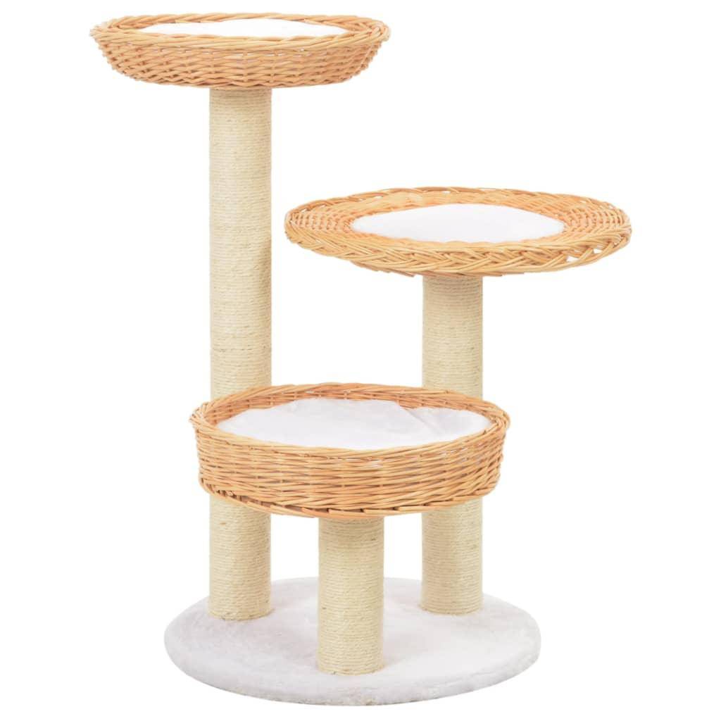 Helloshop26 - Arbre à chat griffoir grattoir niche jouet animaux peluché en sisal naturel bois de saule - Imagen 1