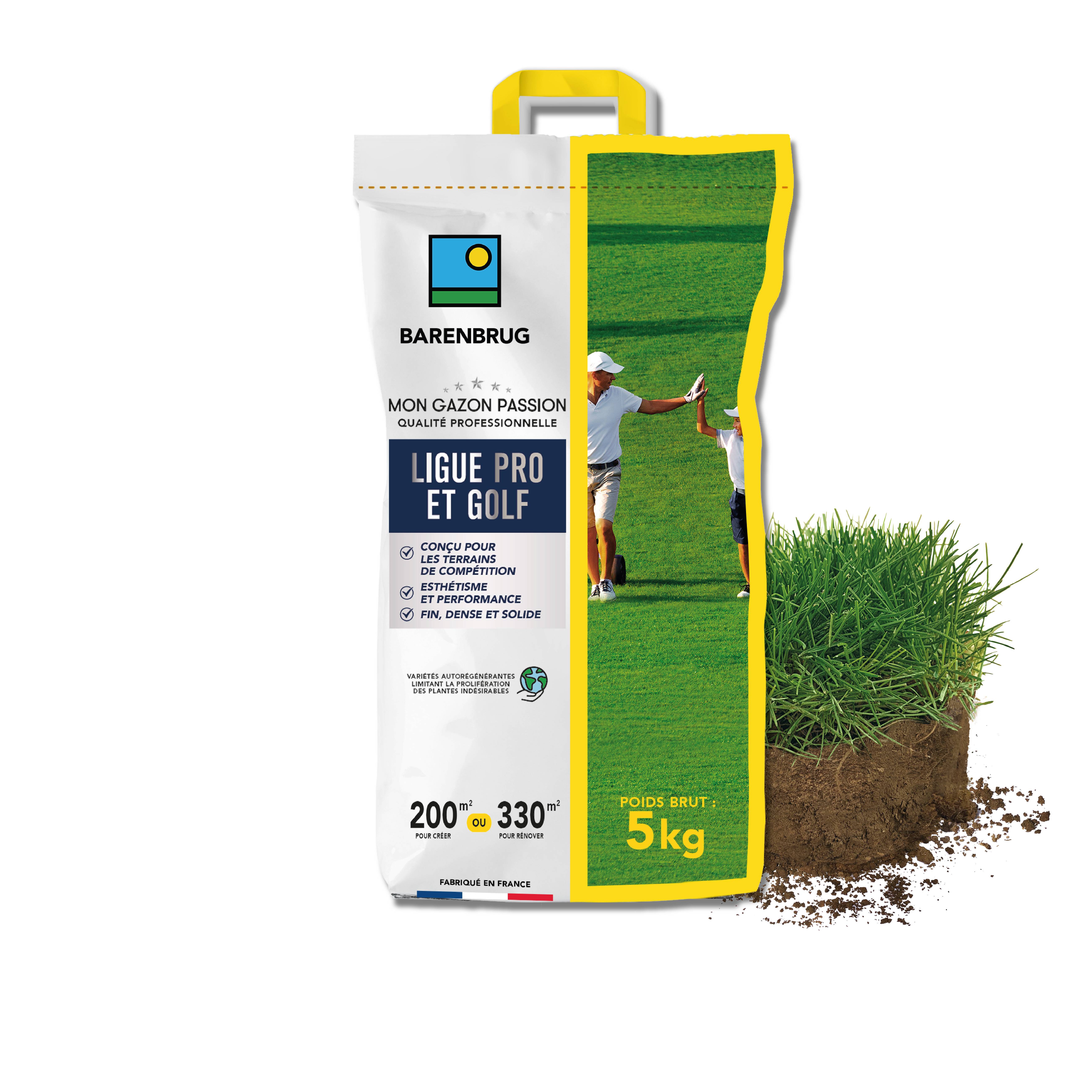 Gazon Ligue Pro et Golf - pour Terrains de Compétition - Esthétisme, Performance - Fin, Dense, Solide - 5KG - BARENBRUG - Image 1