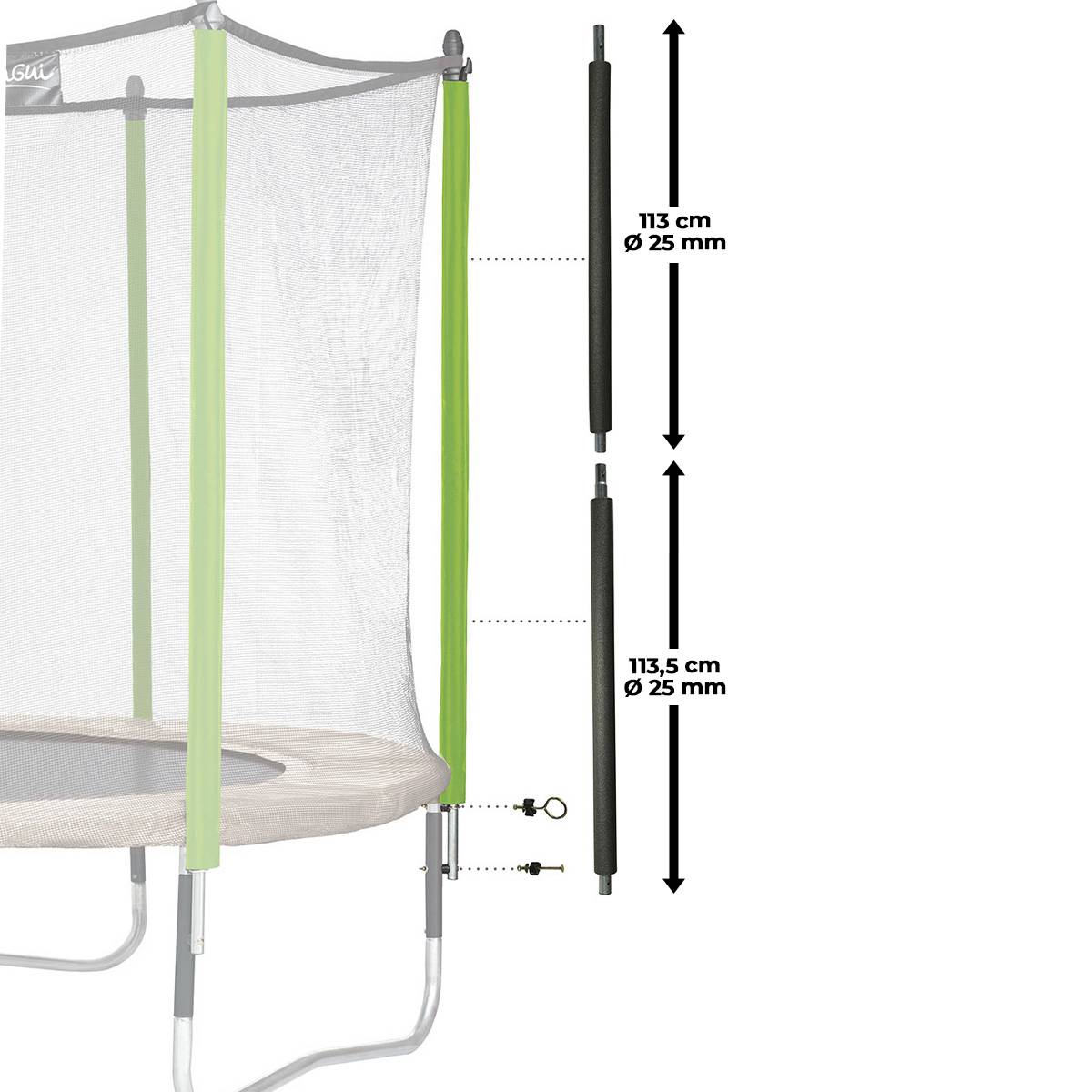 Kangui - Lot de 8 poteaux de filet trampoline Ø25 mm Jumpi - Hauteur filet 180 cm Kangui - Image 3